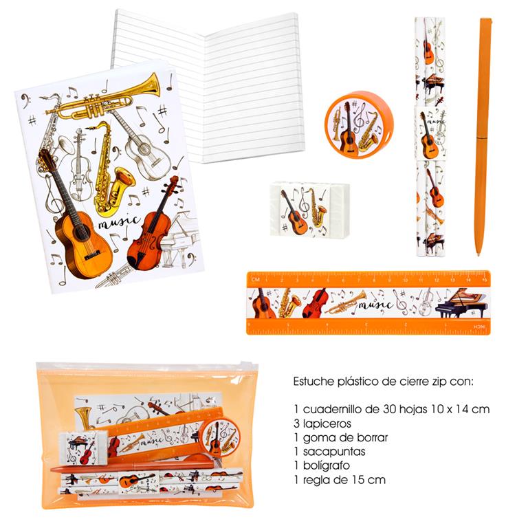 SET PAPELERIA INSTRUMENTO MUSICA