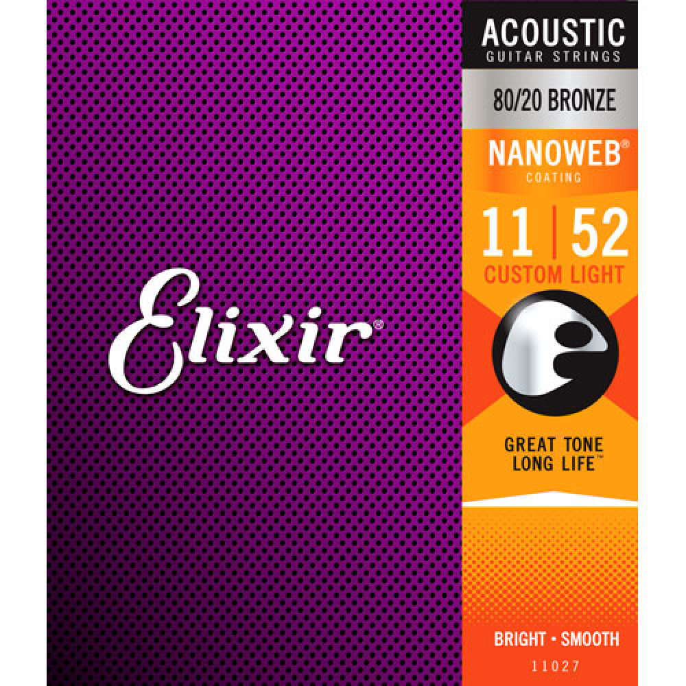 JUEGO CUERDAS GUITARRA ACUSTICA ELIXIR NANOWEB 11027 (11-52)