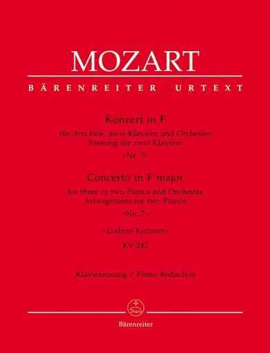 [9790006470471] CONCERTO PIANO IN F MAJOR Nº 7 KV 242/ RED.PNO MOZART