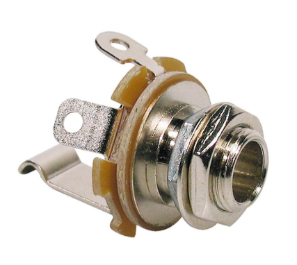 [SJ-2] CONECTOR BOSTON JACK CHASIS 6.3MM 2 POLOS CROMADOSJ2